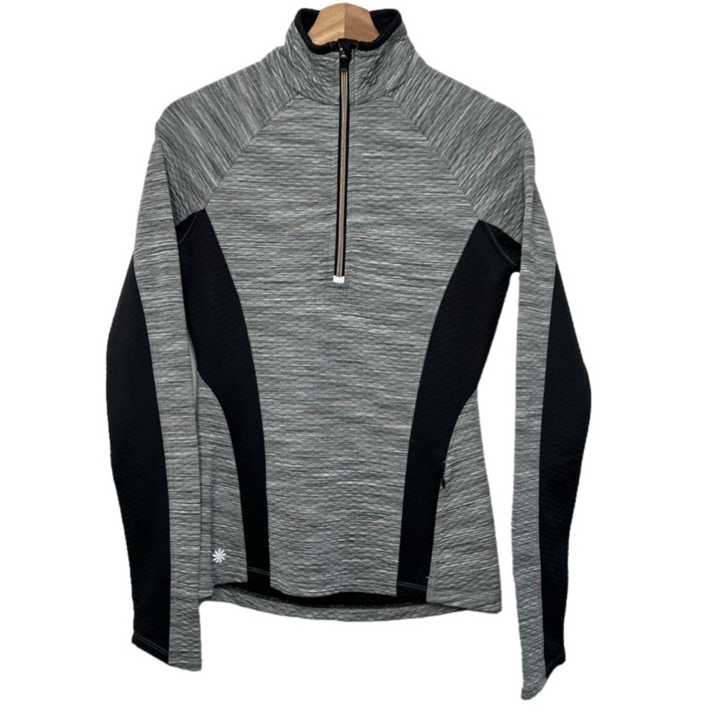 Athleta Womens Size XS Snowscape Grey Quilted 1/4 Zip Pullover Running Jacket